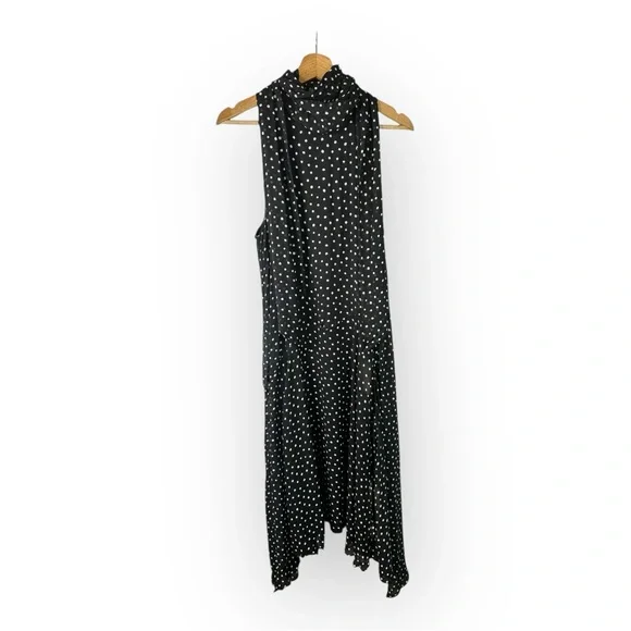 Zara ZW Collection Size Large Halter Polka Dot Sleeveless Midi Dress w/Scarf NEW - Picture 4 of 15